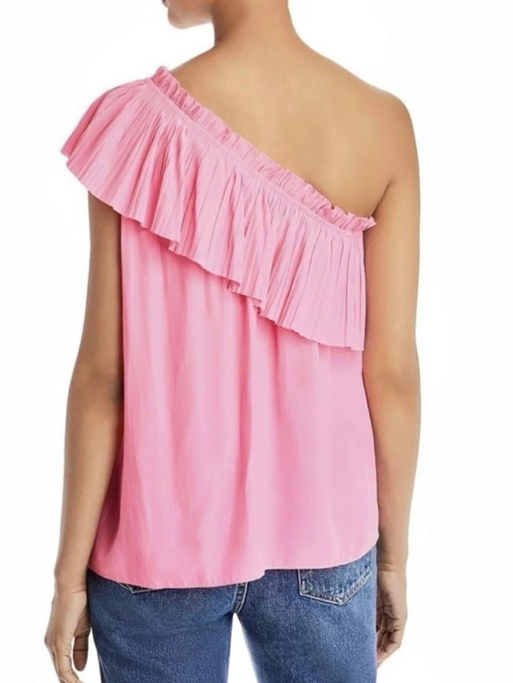 NWT Ramy Brook Ramy Brook Rose One-Shoulder Ruffle Pleated Top - Picture 2 of 9